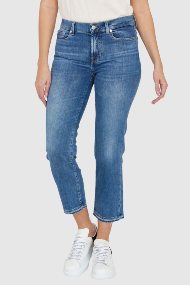 7 FOR ALL MANKIND Jasnoniebieskie jeansy THE STRAIGHT CROP SLIM ILLUSION Stride