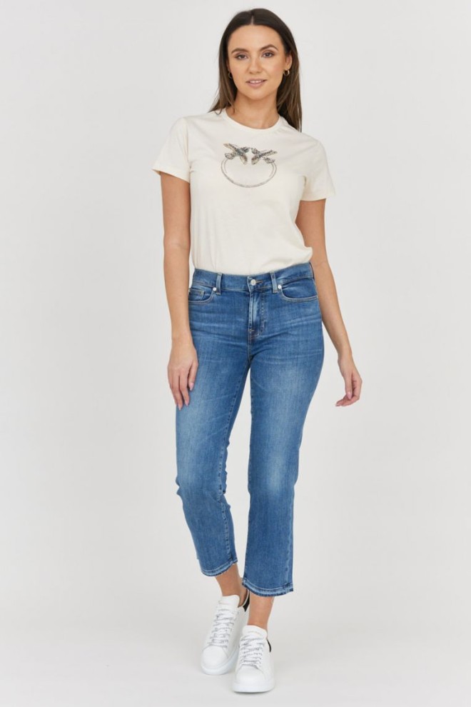 7 FOR ALL MANKIND Blugi albastru deschis pentru femei THE STRAIGHT CROP SLIM ILLUSION