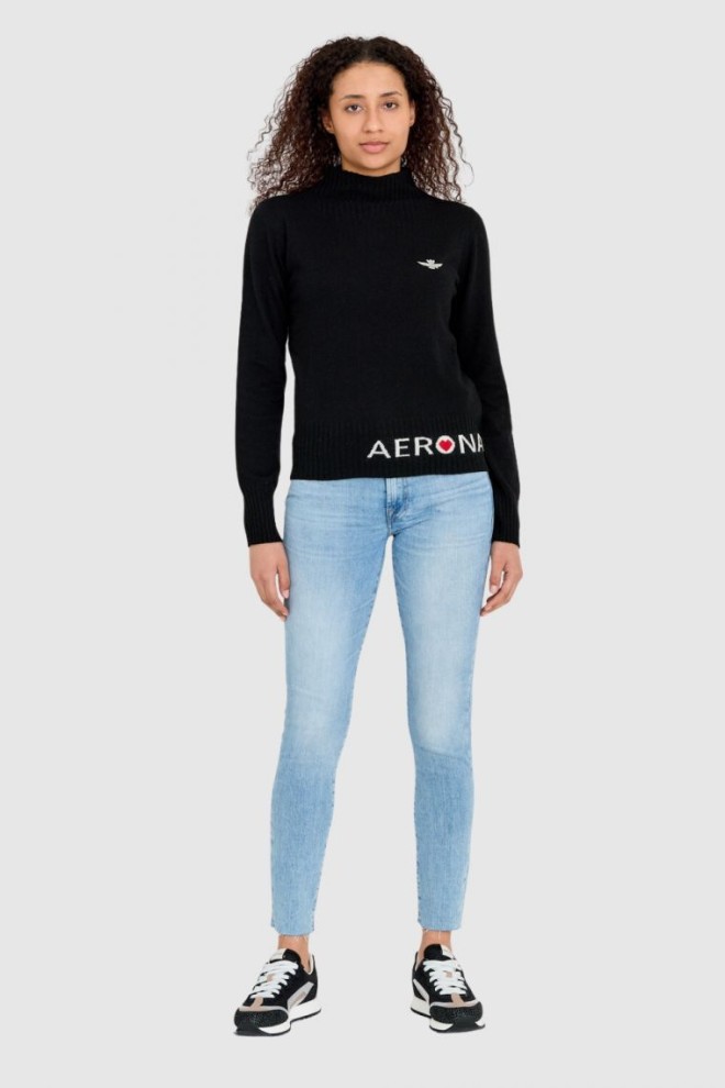 Жіночий джемпер з кашеміру AERONAUTICA MILITARE чорного кольору