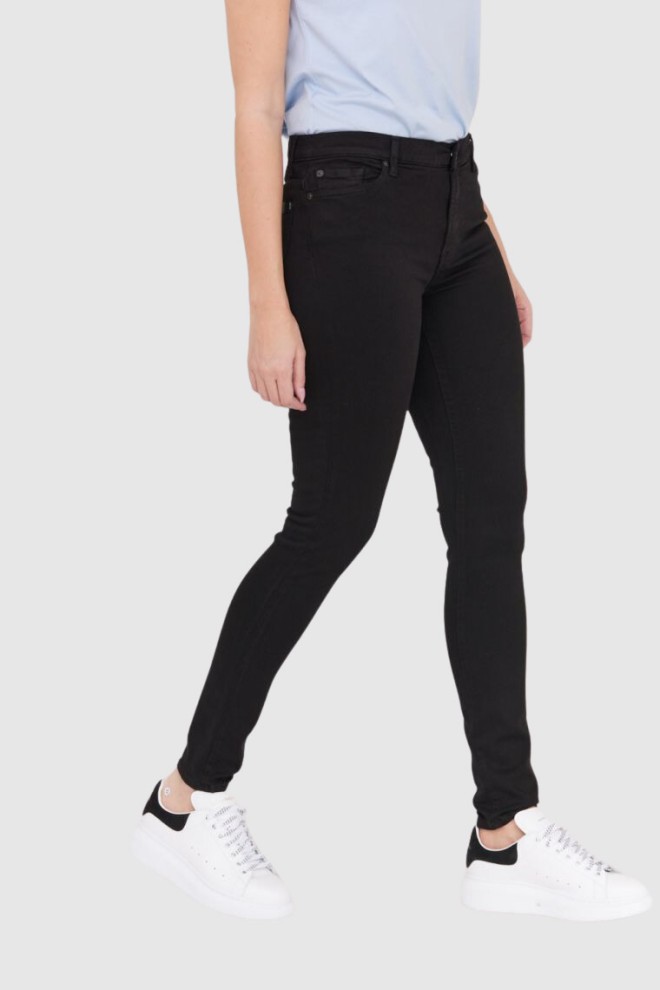 7 FOR ALL MANKIND Blugi negri cu talie înaltă pentru femei HW SKINNY SLIM ILLUSION RINSED BLACK