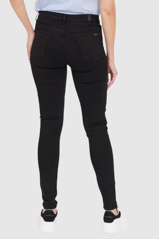 7 FOR ALL MANKIND Czarne jeansy damskie z wysokim stanem HW SKINNY SLIM ILLUSION RINSED BLACK