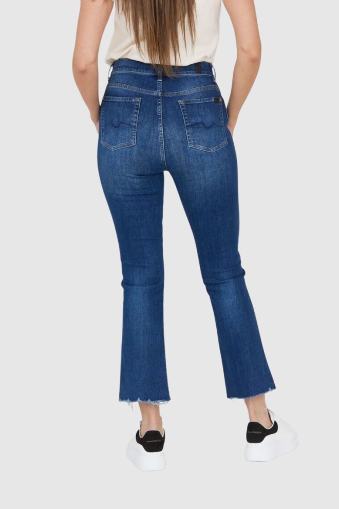 7 FOR ALL MANKIND Blugi pentru femei albastru închis cu picioare zdrențuite HW Slim Kick