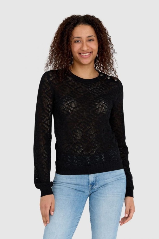 GUESS Black monogrammed guess knit sweater