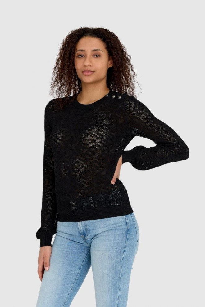 GUESS Black monogrammed guess knit sweater