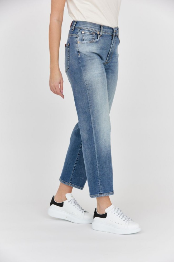 7 FOR ALL MANKIND Blugi de damă de culoare albastru deschis cu spălare THE MODERN STRAIGHT