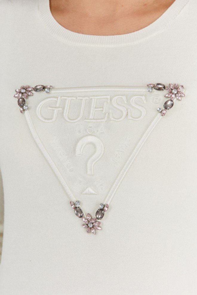 Жіночий джемпер GUESS Cream з вишитим логотипом