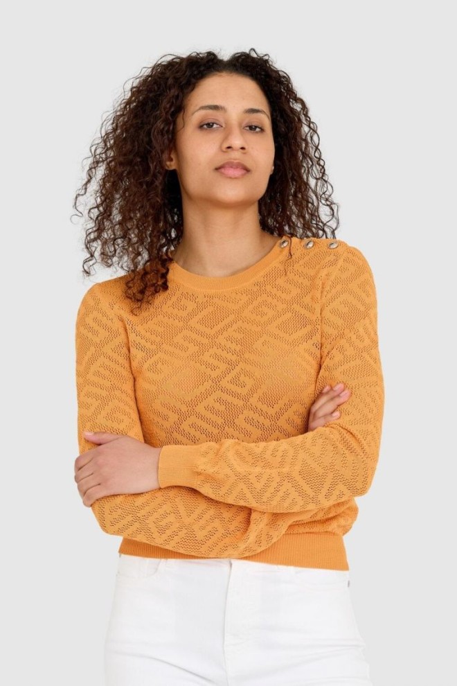 GUESS Orange knitted sweater in monogram guess