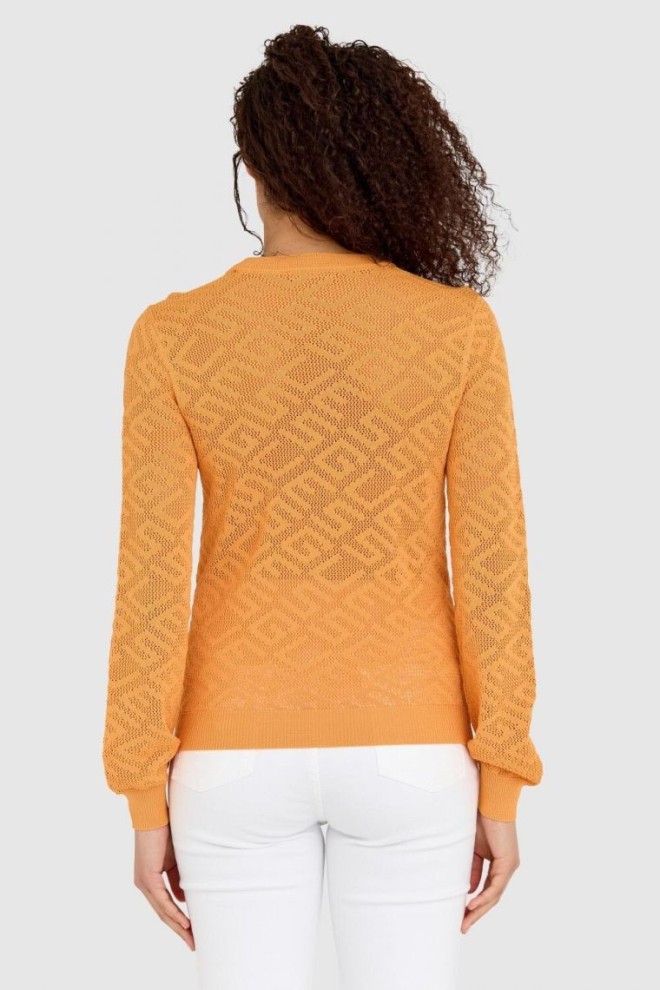 GUESS Orange knitted sweater in monogram guess