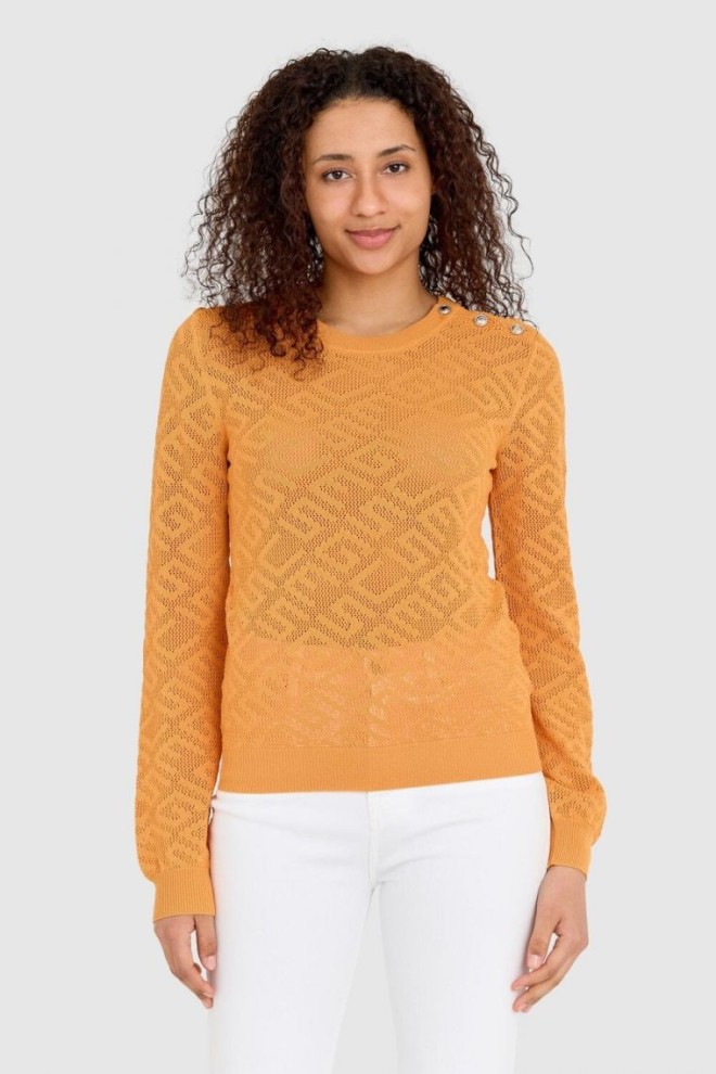 GUESS Orange knitted sweater in monogram guess