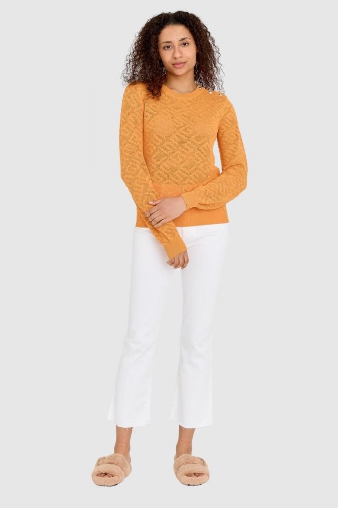 GUESS Orange knitted sweater in monogram guess