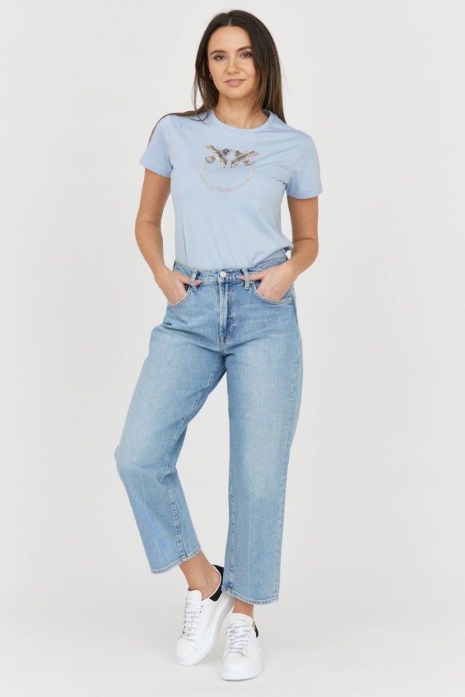 7 FOR ALL MANKIND Blugi albastru deschis pentru femei THE MODERN STRAIGHT Air Wash