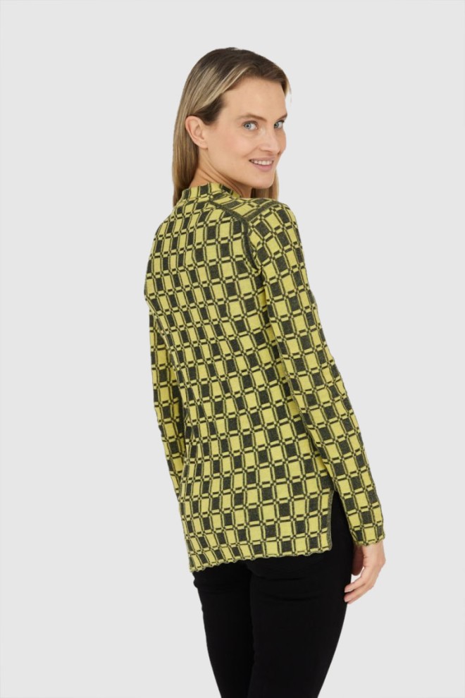 KENZO Pulover de damă ajustat în carouri vichy galbene