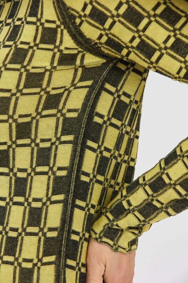 KENZO Fitted yellow vichy check sweater