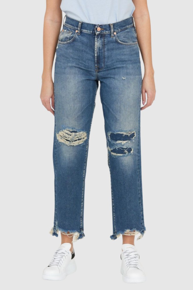 7 FOR ALL MANKIND Blugi albaștri pentru femei THE MODERN STRAIGHT WITH DREAMS