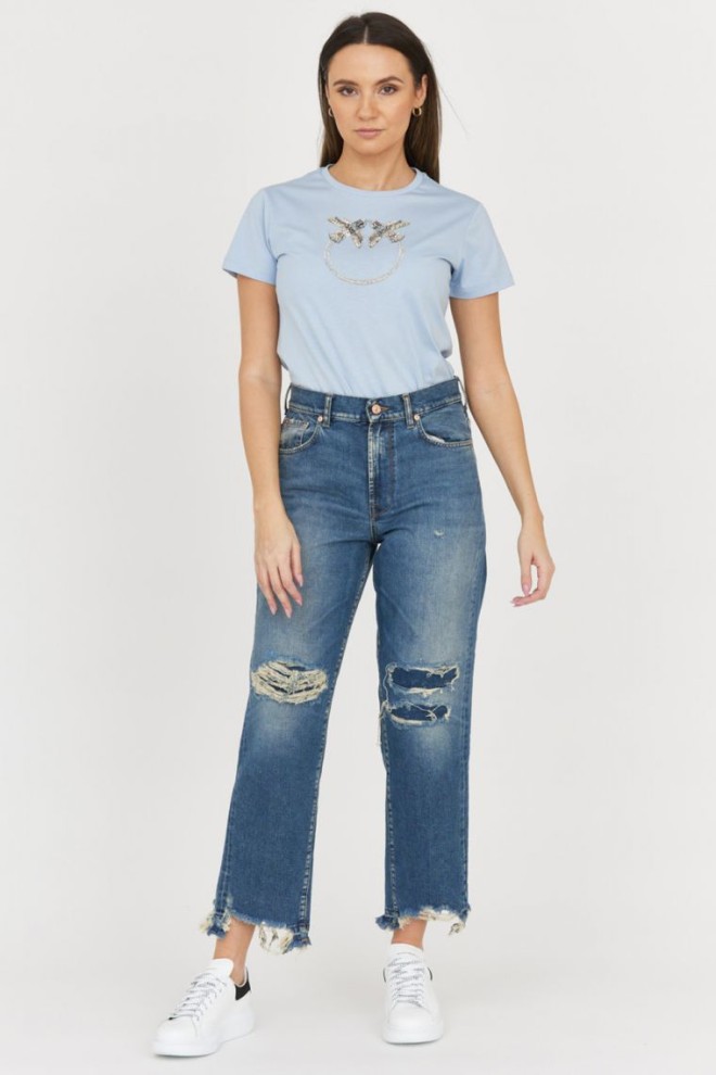 7 FOR ALL MANKIND Blugi albaștri pentru femei THE MODERN STRAIGHT WITH DREAMS