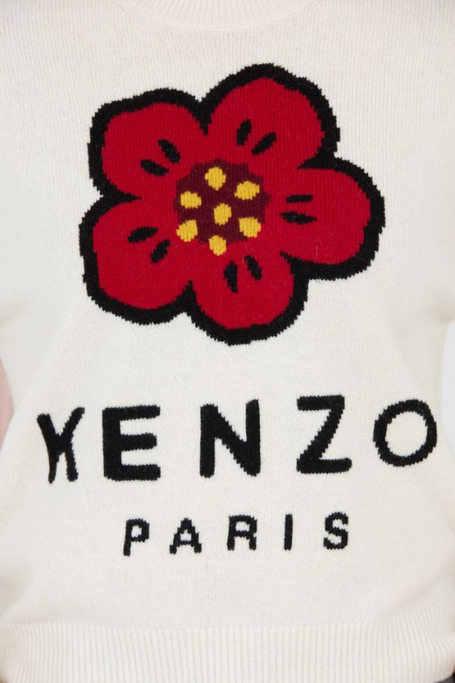 KENZO Kremowy sweter damski boke flower