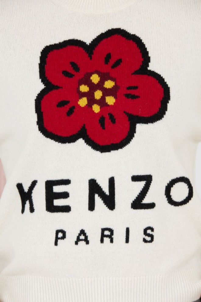 KENZO Pulover cu flori boke pentru femei Cream