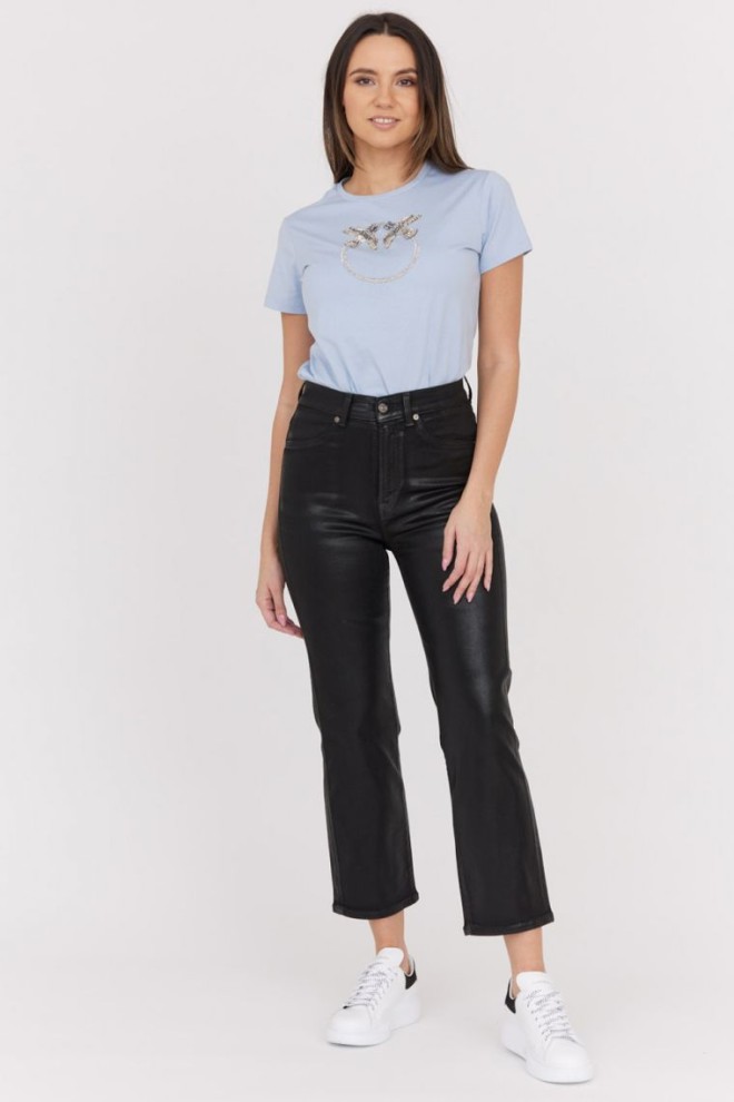 7 FOR ALL MANKIND Pantaloni Logan Stovepipe Supshicoa negri lucioși pentru femei