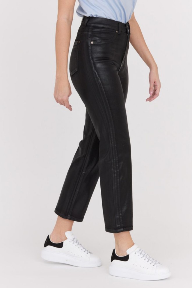 7 FOR ALL MANKIND Pantaloni Logan Stovepipe Supshicoa negri lucioși pentru femei