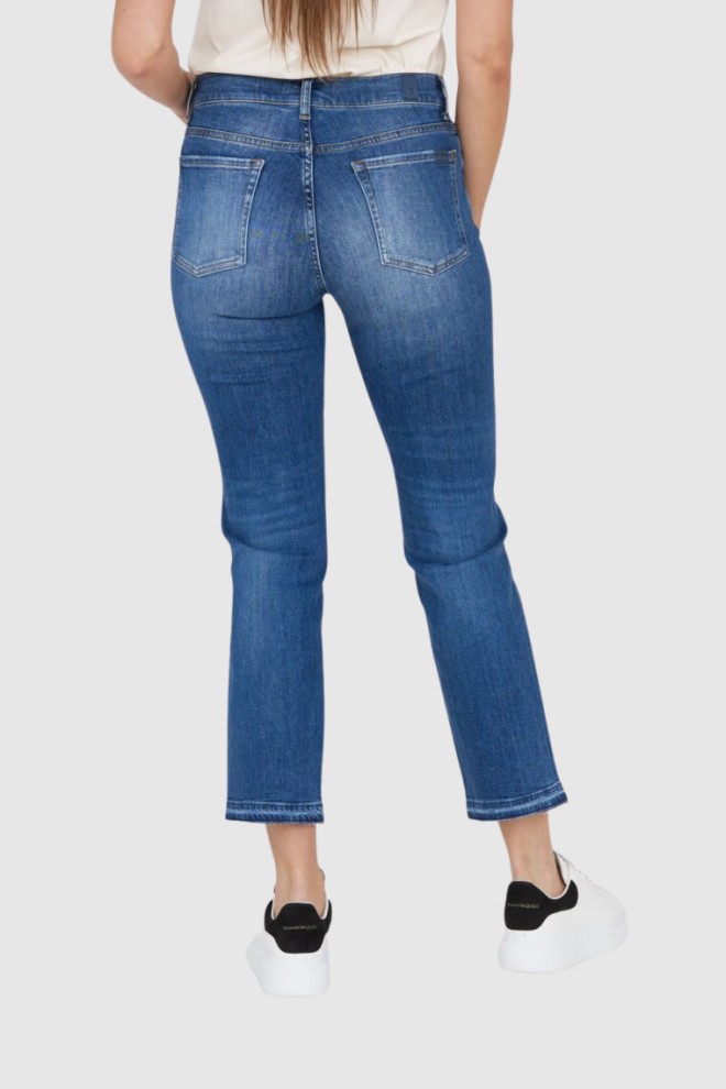 7 FOR ALL MANKIND Blue jeans with rubbing and wide leg THE STRAIGHT CROP SLIM ILLUSION Outline