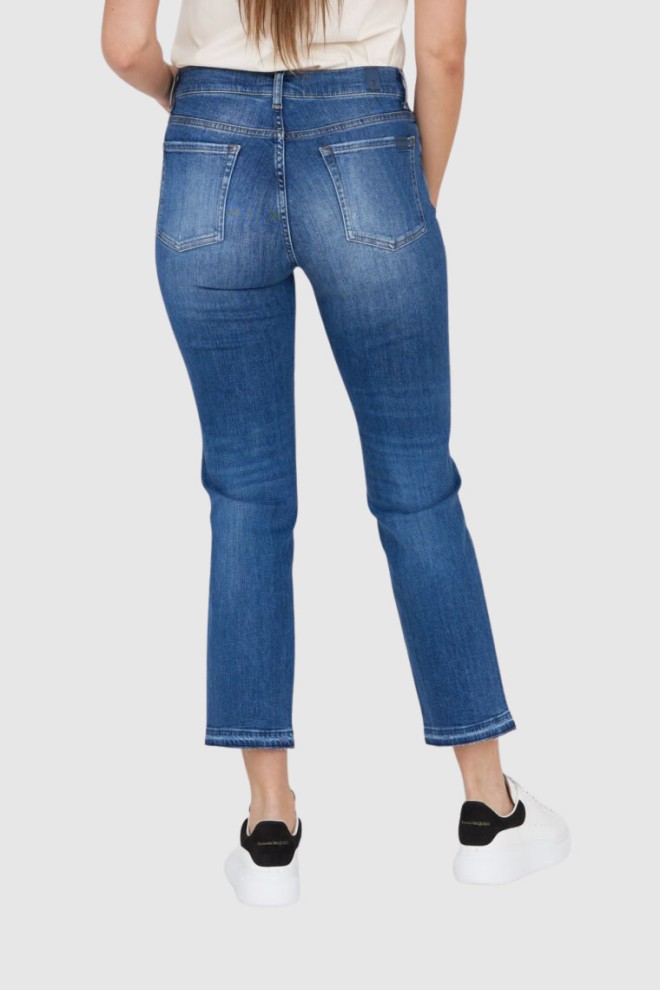 7 FOR ALL MANKIND Blugi blue pentru femei THE STRAIGHT CROP SLIM ILLUSION