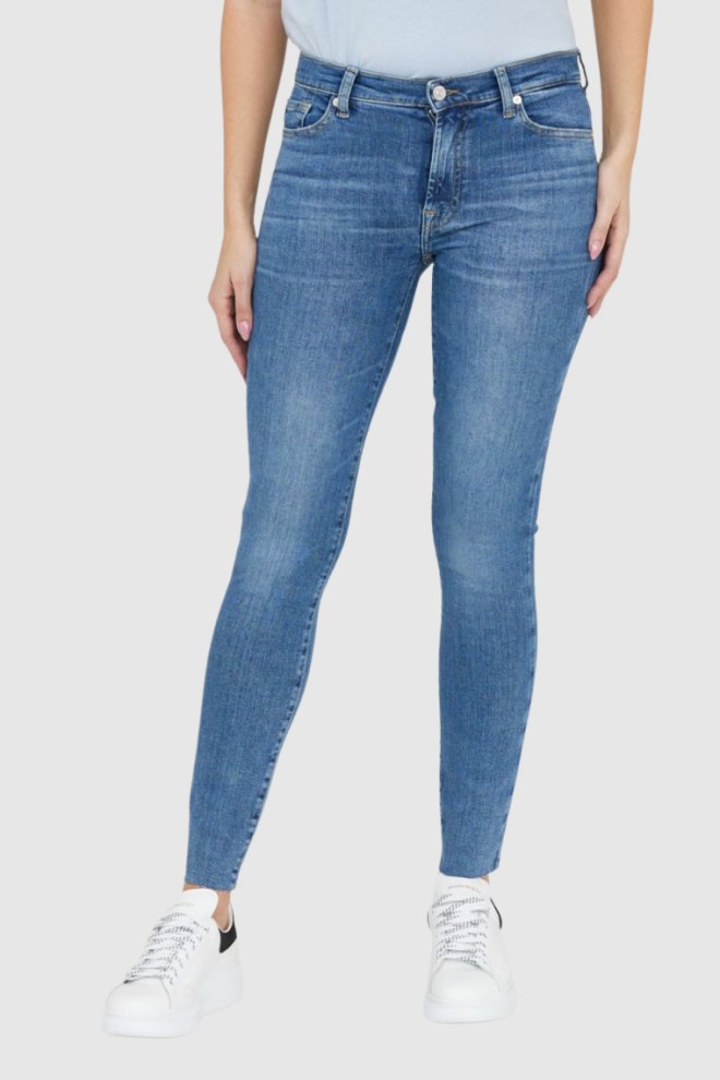 7 FOR ALL MANKIND Blue high-waisted jeans with jagged legs HW SKINNY SLIM ILLUSION Stride