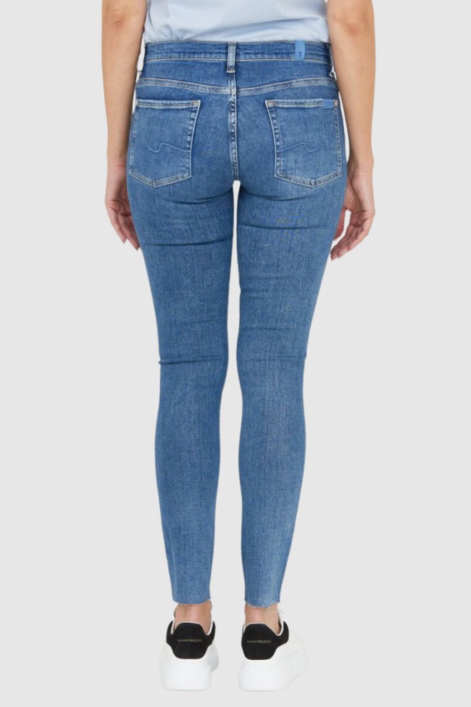 7 FOR ALL MANKIND Blue high-waisted jeans with jagged legs HW SKINNY SLIM ILLUSION Stride