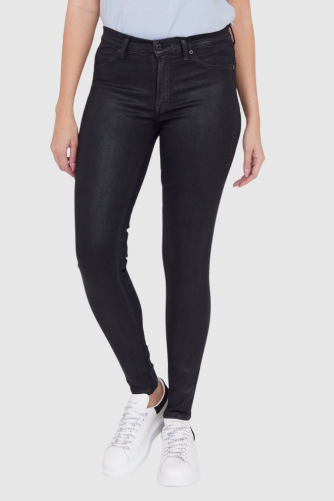 7 FOR ALL MANKIND Вощені чорні джинси в синьому відтінку HW SKINNY COATED SLIM ILLUMINATION