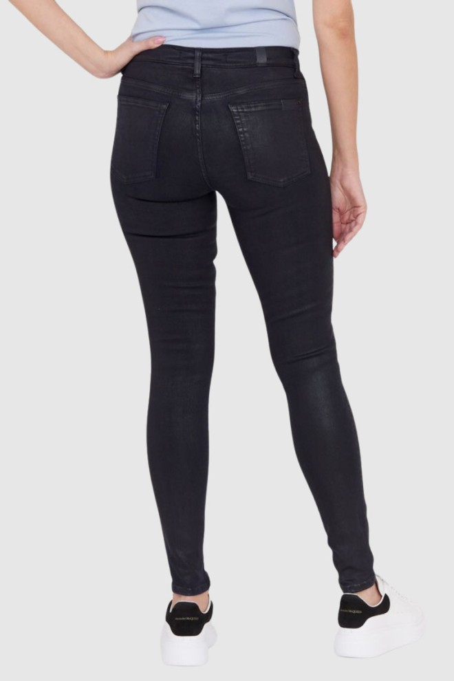 7 FOR ALL MANKIND Вощені чорні джинси в синьому відтінку HW SKINNY COATED SLIM ILLUMINATION