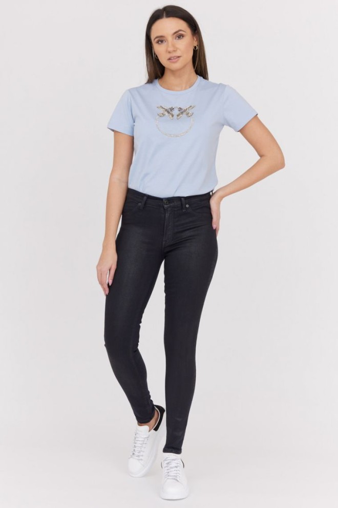 7 FOR ALL MANKIND Вощені чорні джинси в синьому відтінку HW SKINNY COATED SLIM ILLUMINATION