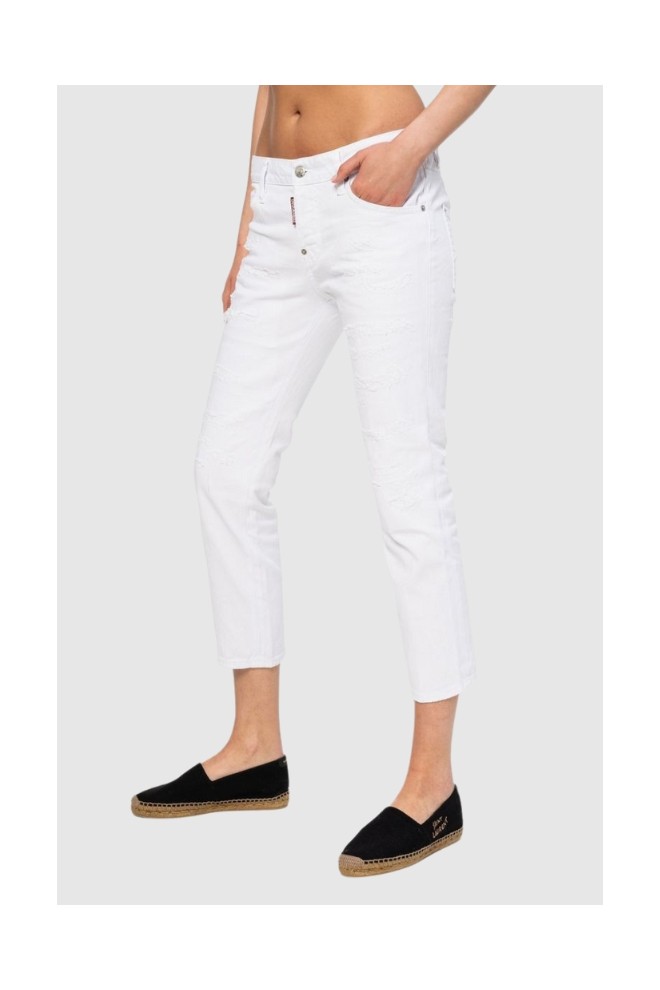 DSQUARED2 Cool girl cropped jeanBiałe jeansy damskie