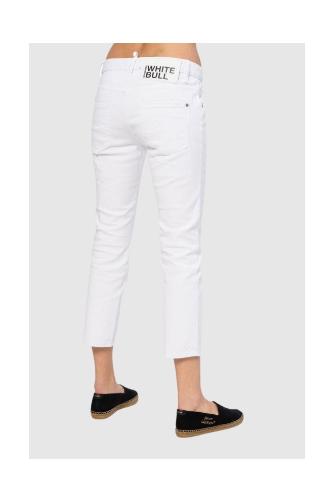 DSQUARED2 Cool girl cropped jeanBiałe jeansy damskie