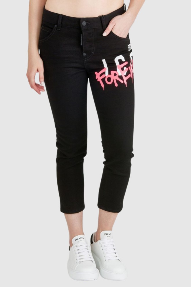 DSQUARED2 Icon forever cool girl cropped jeans czarne jeansy damskie