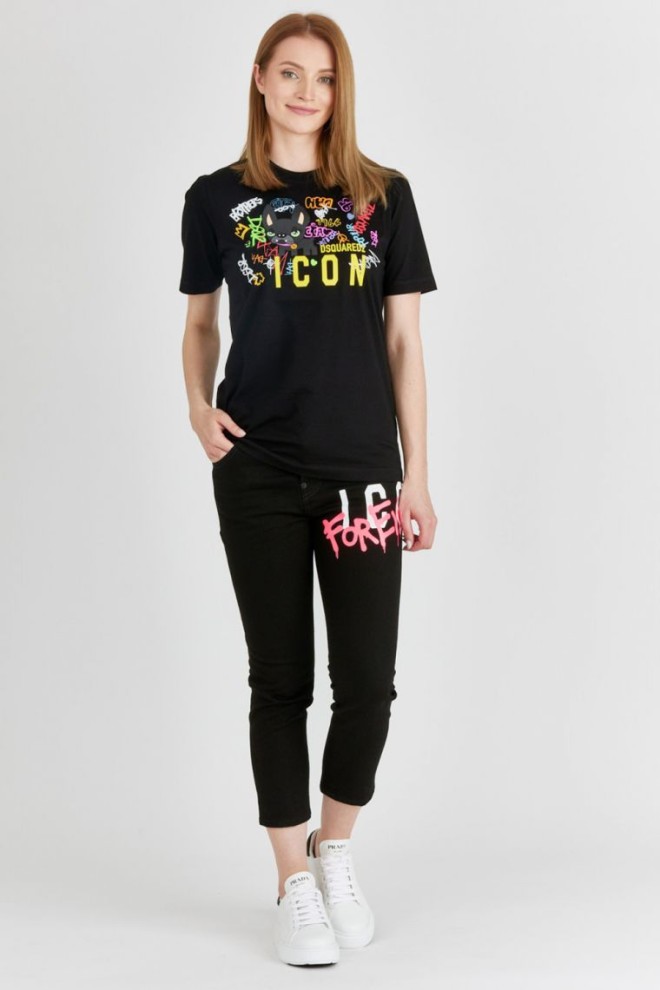 DSQUARED2 Icon forever cool girl cropped jeans czarne jeansy damskie