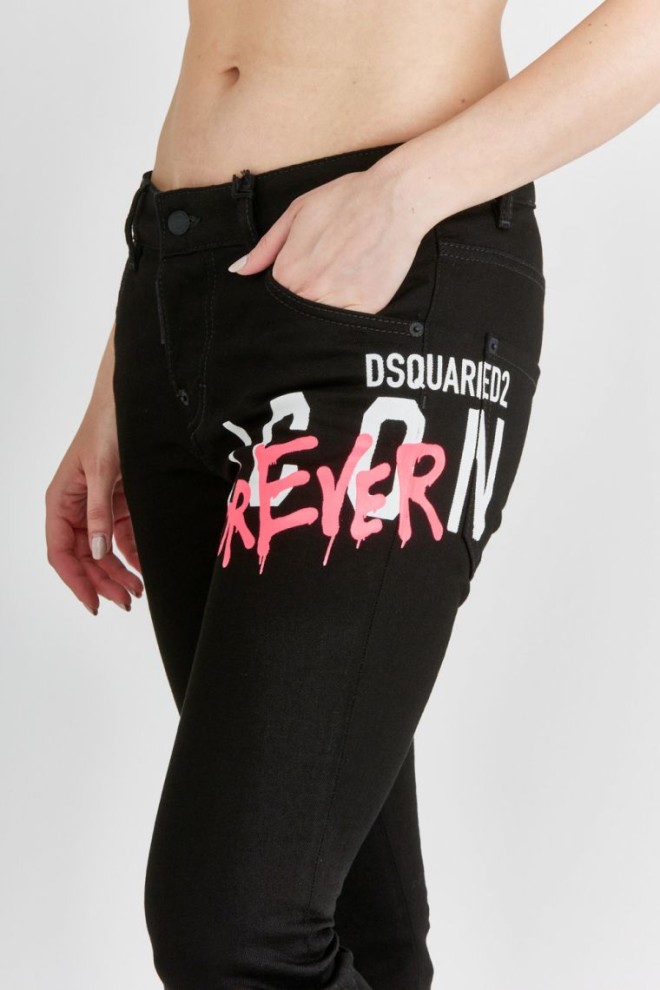 DSQUARED2 Icon forever cool girl cropped jeans negru blugi pentru femei