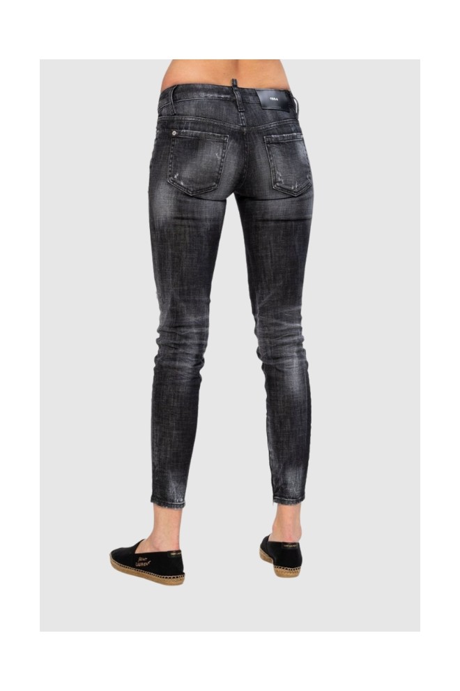 DSQUARED2 Medium waist skinny jeans czarne jeansy damskie