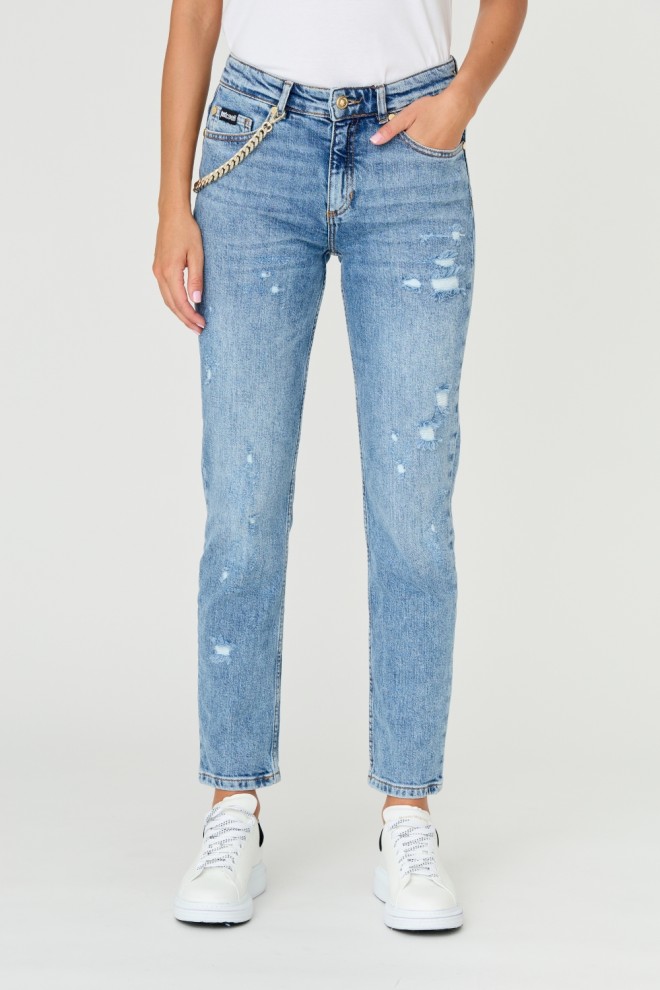 JUST CAVALLI Blue Super Slim Chain Jeans