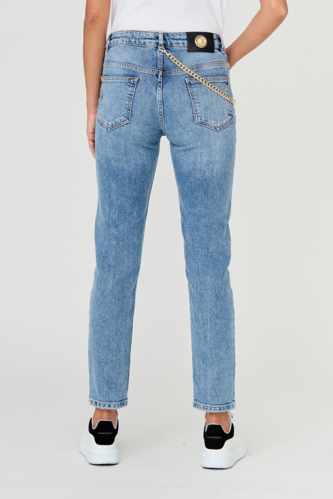 JUST CAVALLI Blue Super Slim Chain Jeans