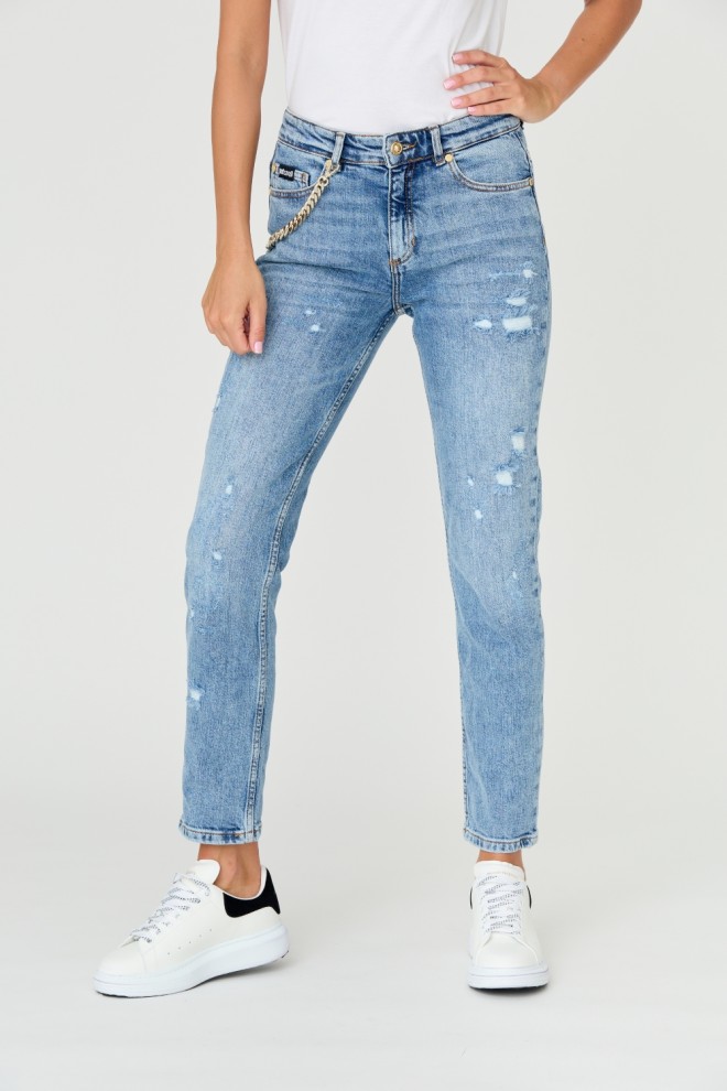 JUST CAVALLI Blue Super Slim Chain Jeans