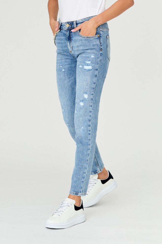 JUST CAVALLI Blue Super Slim Chain Jeans