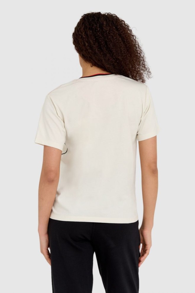 AERONAUTICA MILITARE Cream bumbac vrac se potrivesc femei vultur în relief tricou Comfort Fit