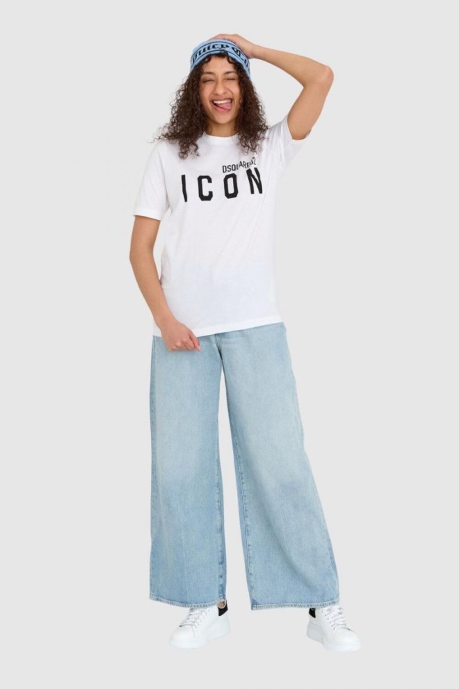 DSQUARED2 Tricou alb pentru femei cu logo cu pictogramă