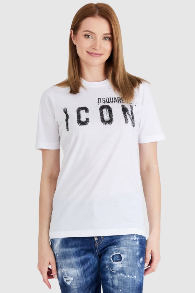 DSQUARED2 Tricou alb pentru femei cu spray icon