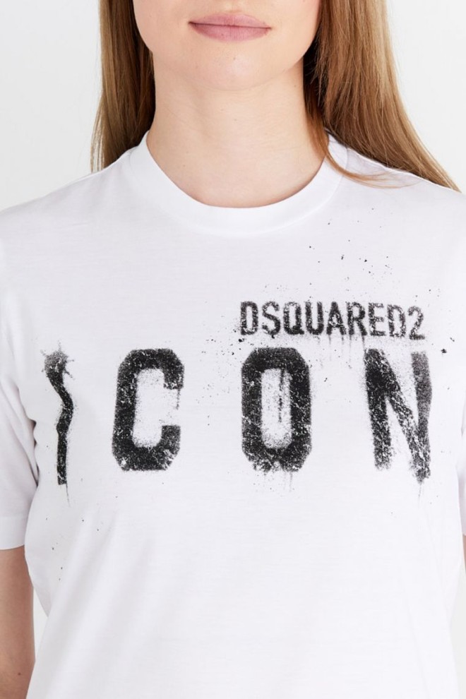 DSQUARED2 Tricou alb pentru femei cu spray icon