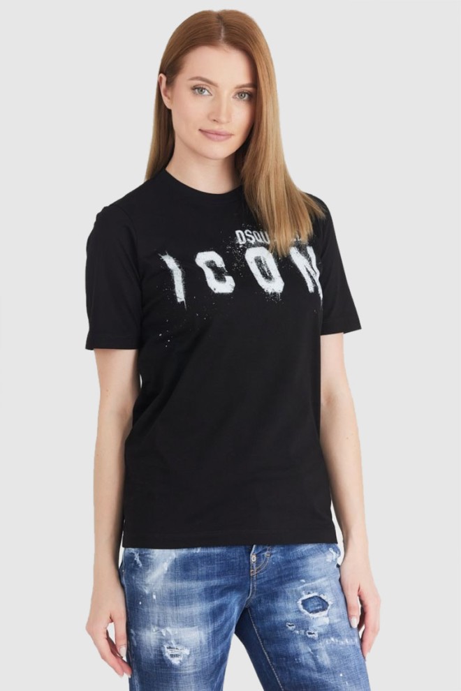 DSQUARED2 Czarny t-shirt damski icon spray