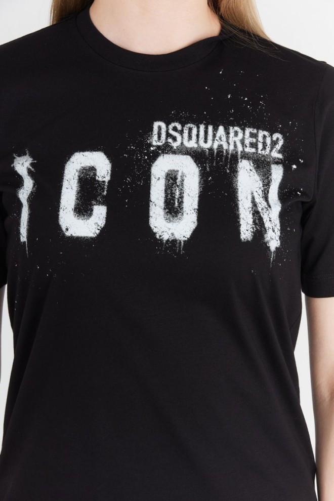 DSQUARED2 Czarny t-shirt damski icon spray