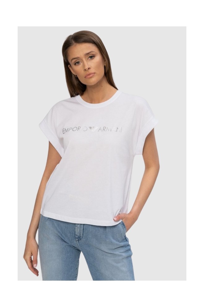 EMPORIO ARMANI White t-shirt with silver logo