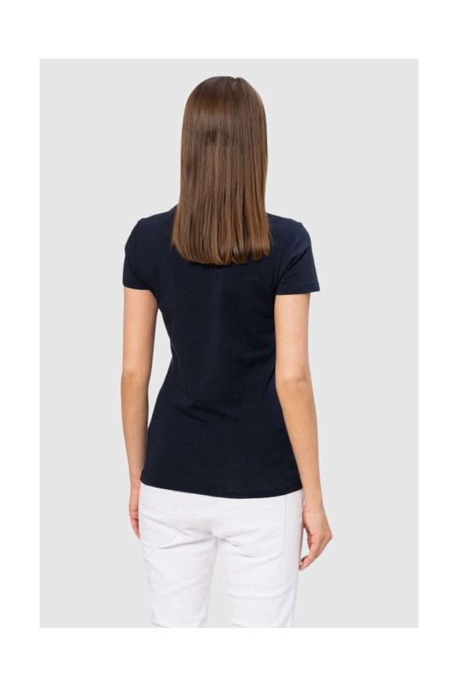 EMPORIO ARMANI Tricou albastru marin cu cristale pentru femei