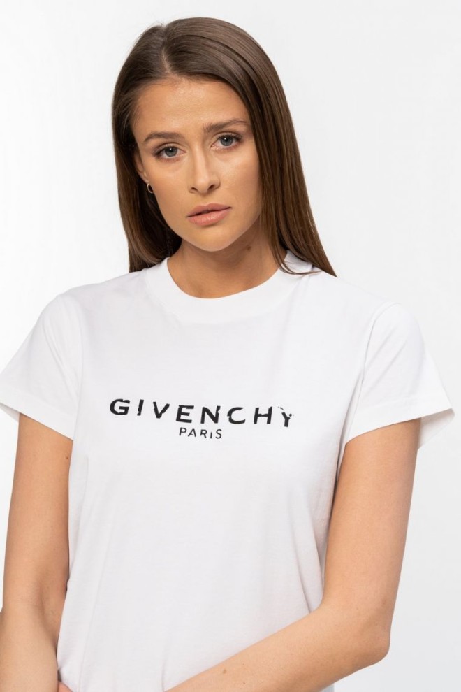 GIVENCHY Біла жіноча футболка з чорним вінтажним логотипом