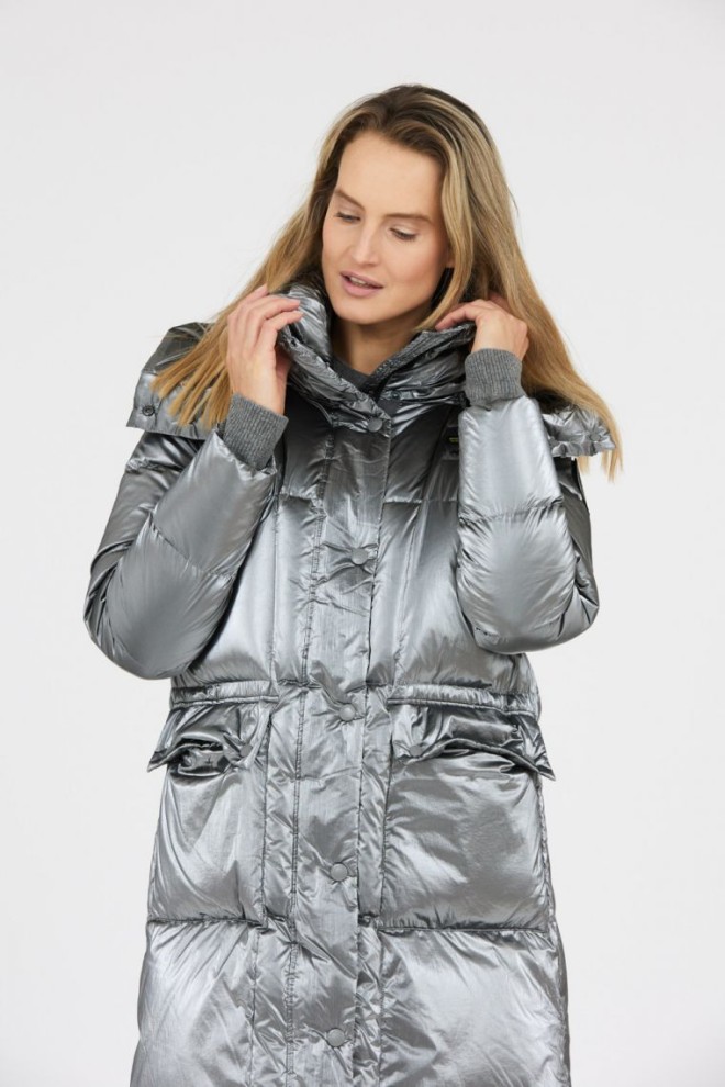 BLAUER Silver Naomi down coat with detachable hood